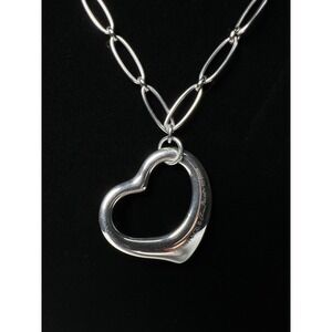 Tiffany & Co. 925 SS 28g Large Elsa Paretti Open Heart Necklace 36mm